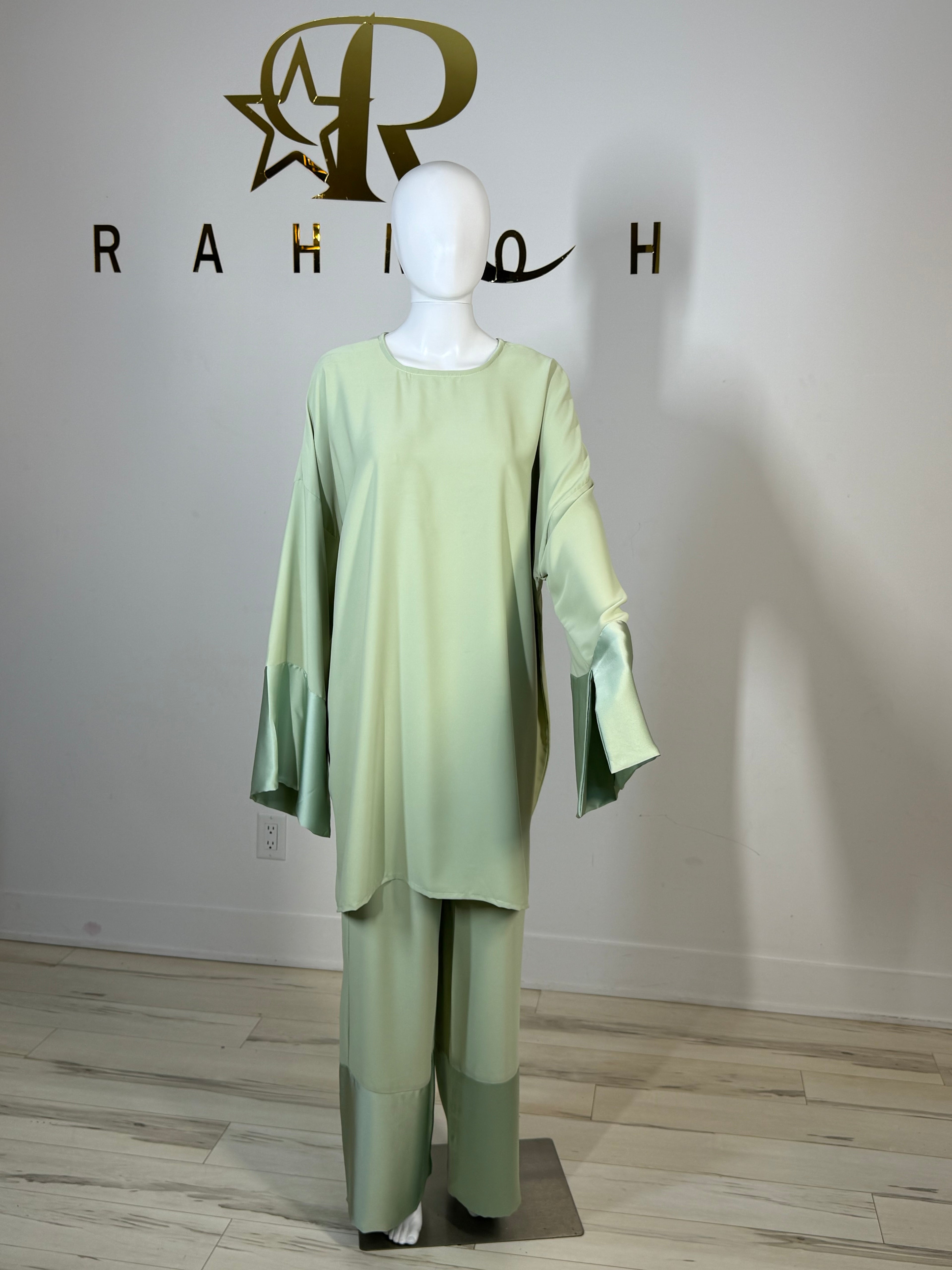 Satin Trim Tunic & Pant Set