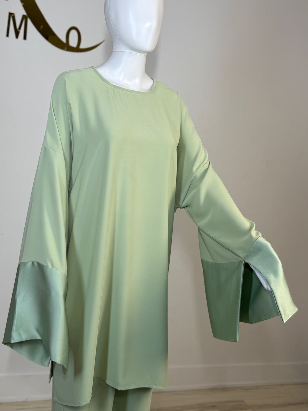 Satin Trim Tunic & Pant Set