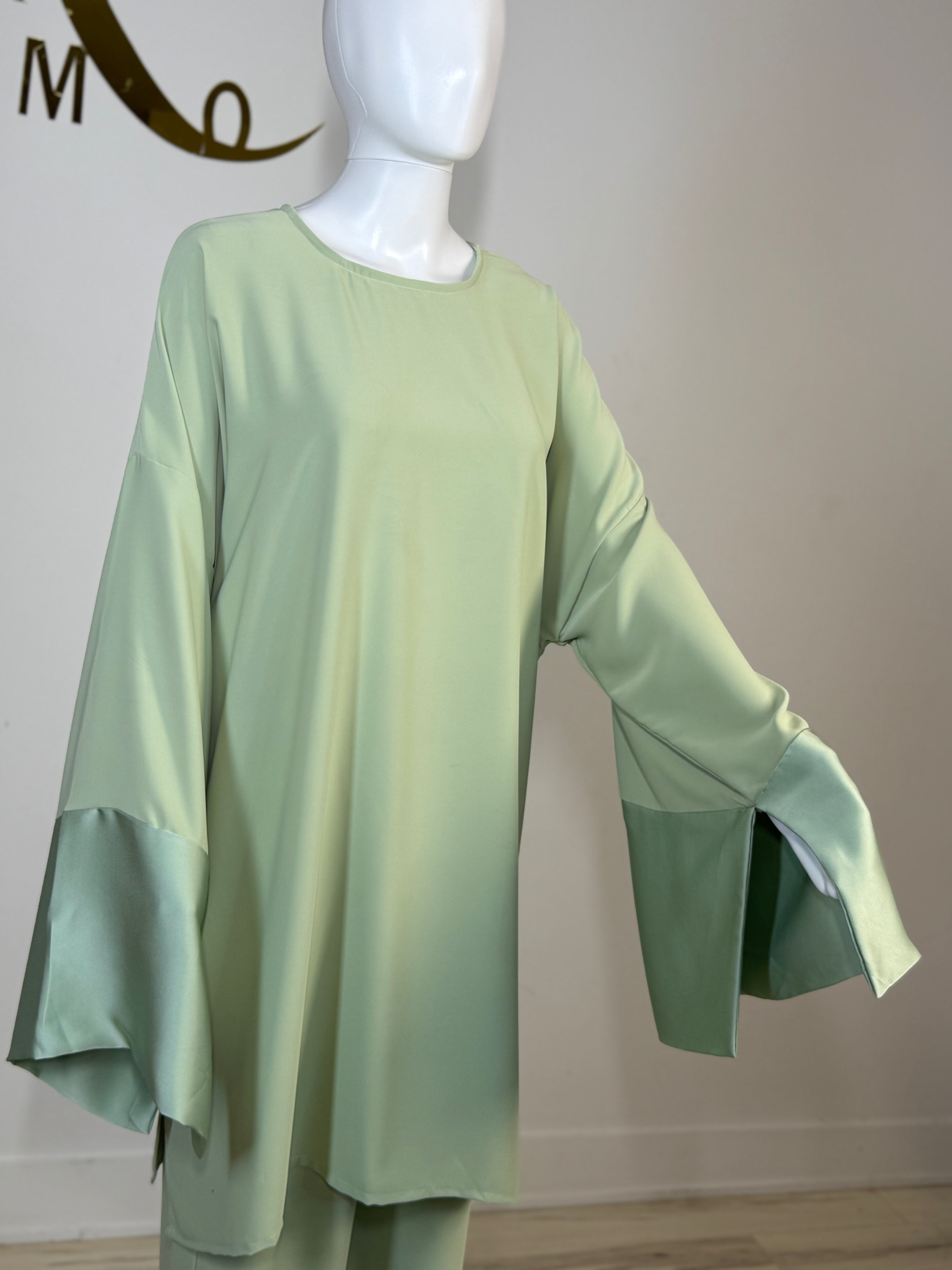 Satin Trim Tunic & Pant Set