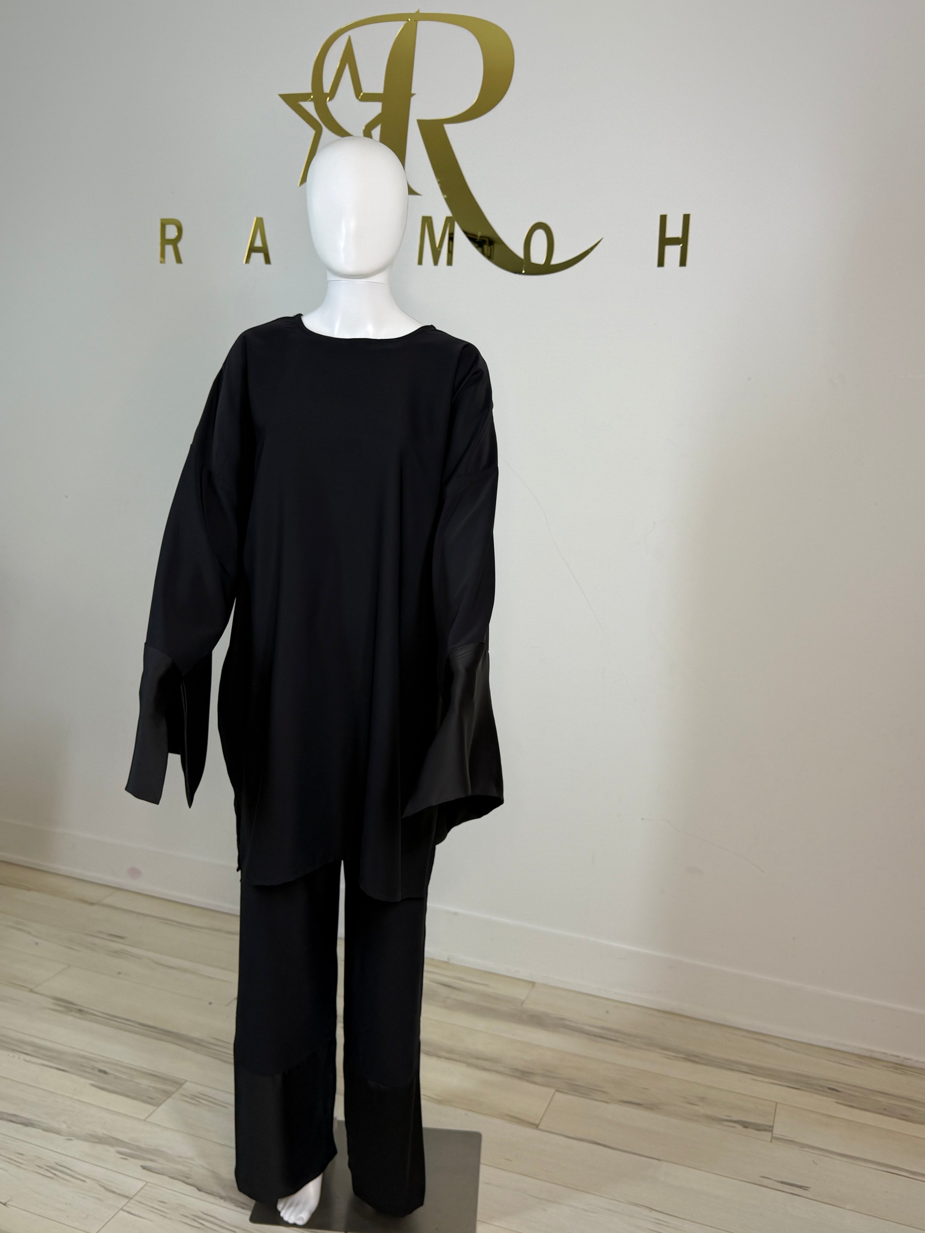Satin Trim Tunic & Pant Set