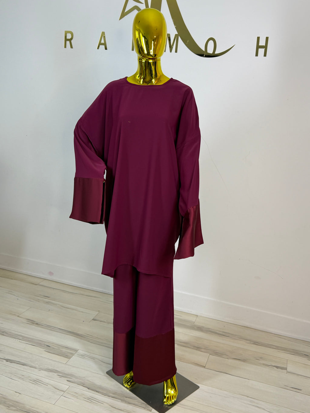 Satin Trim Tunic & Pant Set