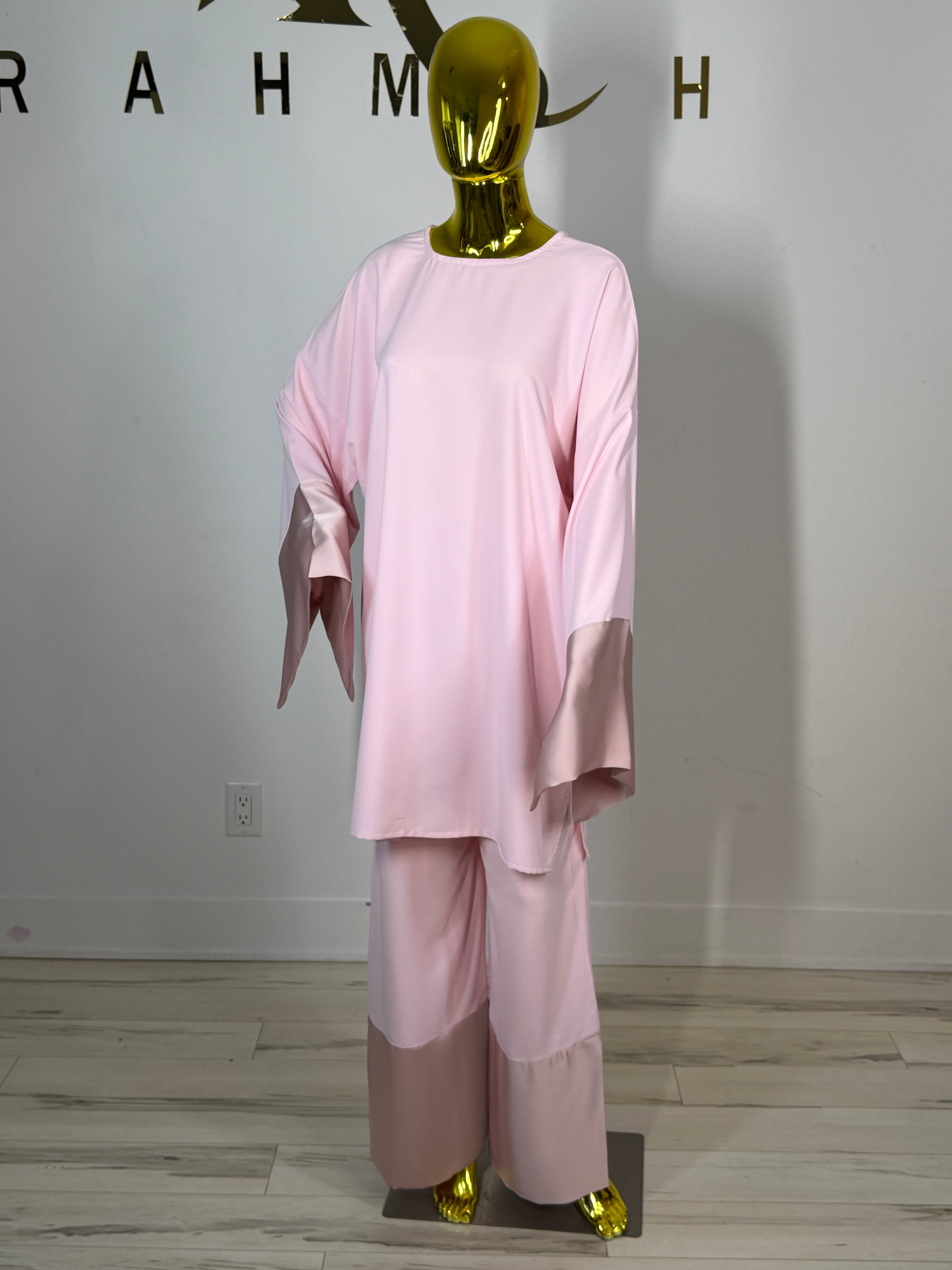 Satin Trim Tunic & Pant Set