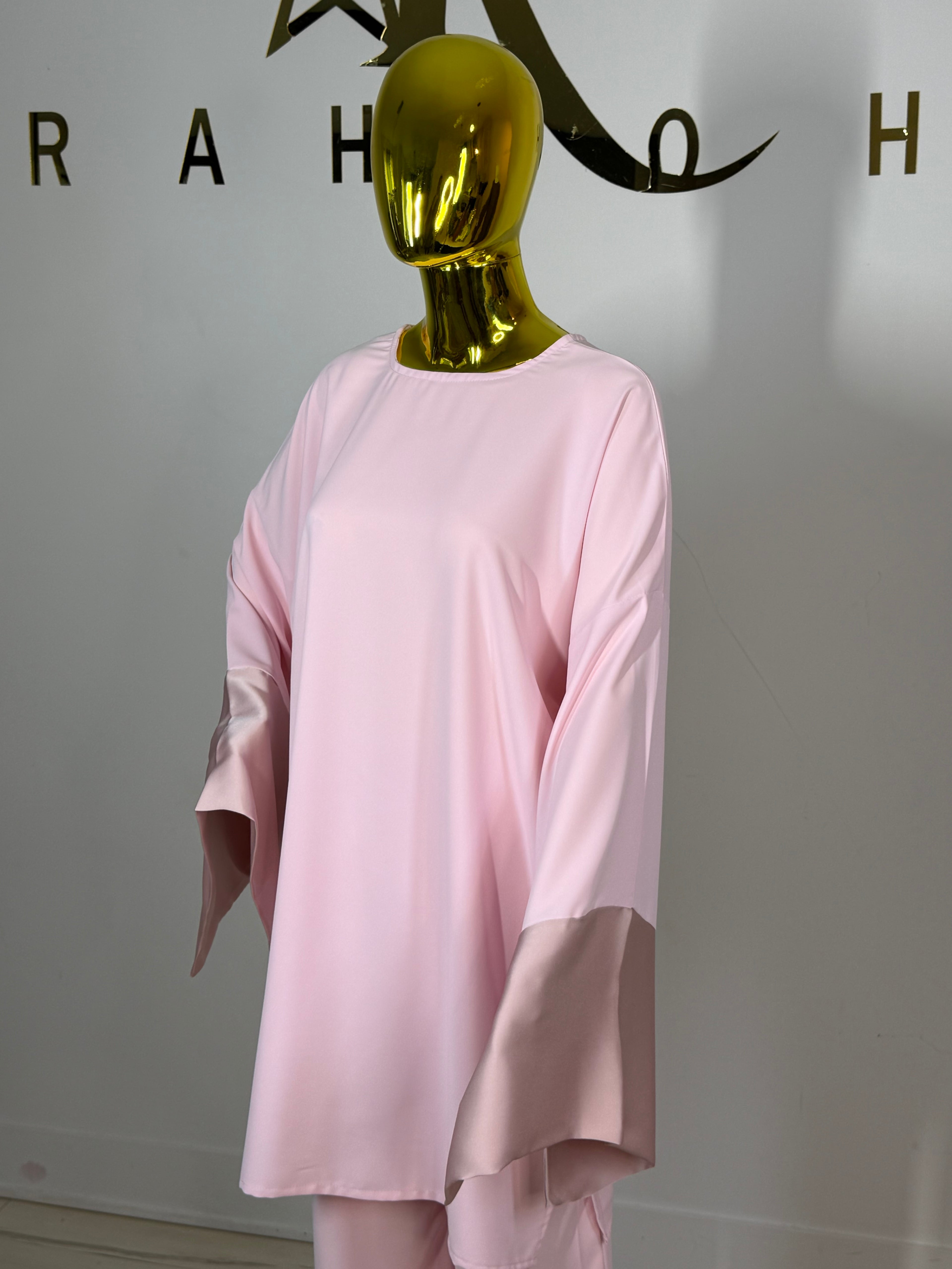 Satin Trim Tunic & Pant Set